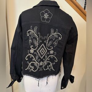 Express Black Denim Embellished Jean Jacket